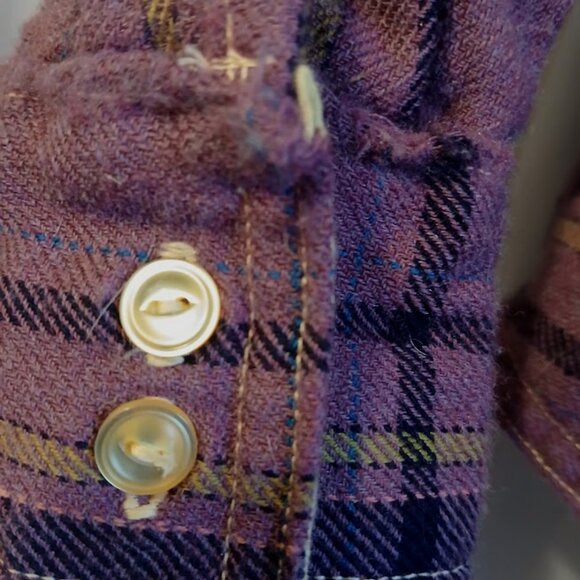 Western Shirt womens XS Purple Yellow Plaid Cowgirl Rodeo long sleeve Collared - Picture 5 of 8